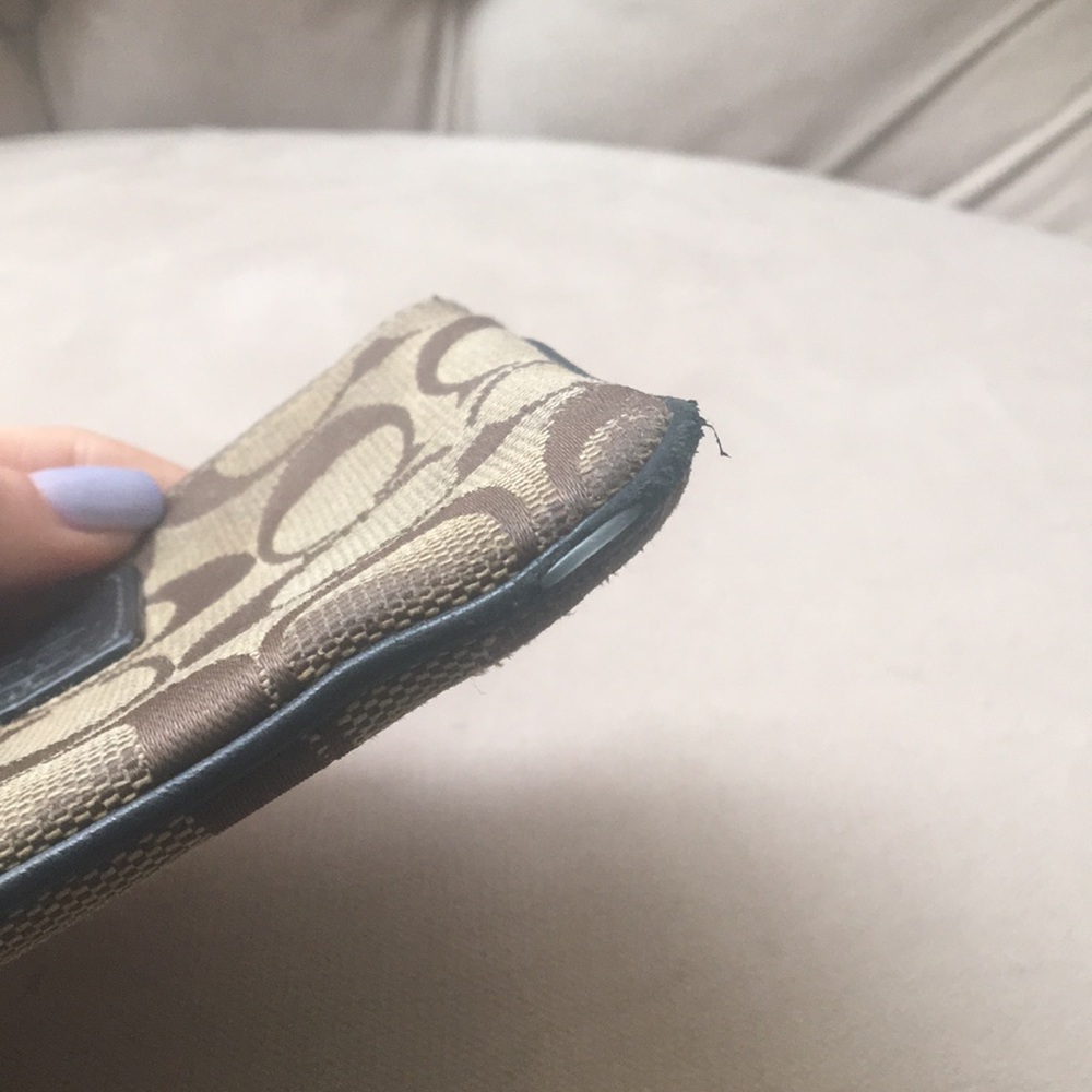 Small Brown and Black Coach Wristlet - Picture 2 of 5